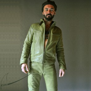 Olive-Leather Jacked