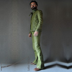 Olive-Leather Pants