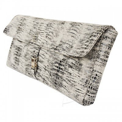 Printed Leather clutch
